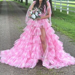 Pink print Sherri Hill Prom dress.  Size 0